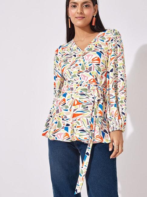 the label life multicolor cotton printed top