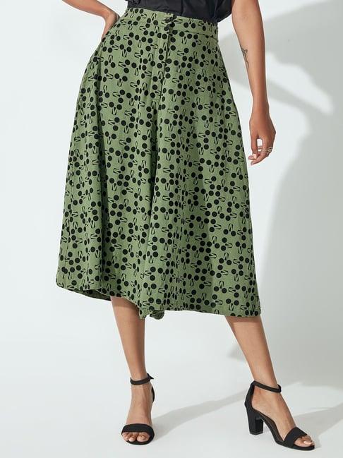 the label life olive cotton printed culottes