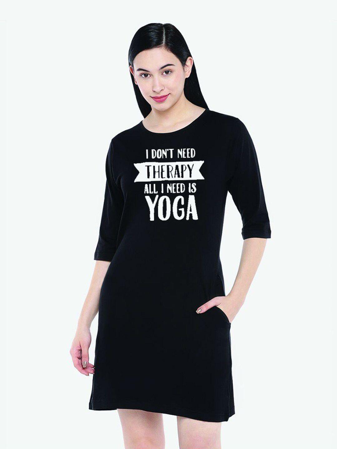 the lugai fashion women black yoga printed cotton t-shirt