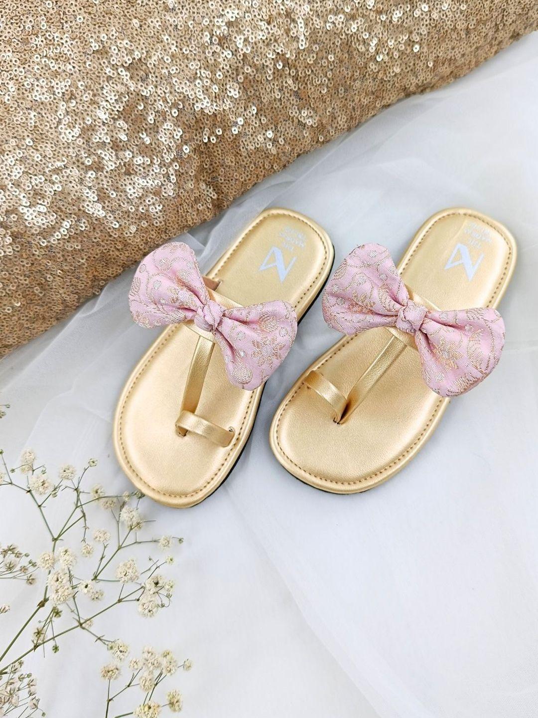 the madras trunk girls bow embellished one toe flats