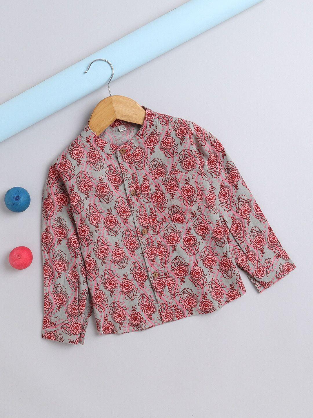 the magic wand boys comfort ethnic printed mandarin collar cotton casual shirt