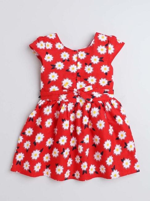 the magic wand kids red & white floral print dress