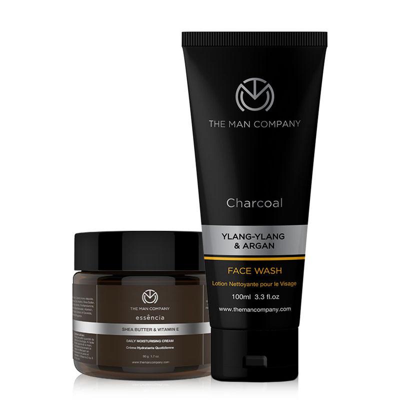 the man company de-tan daily pack (charcoal face wash + daily moisturising cream)