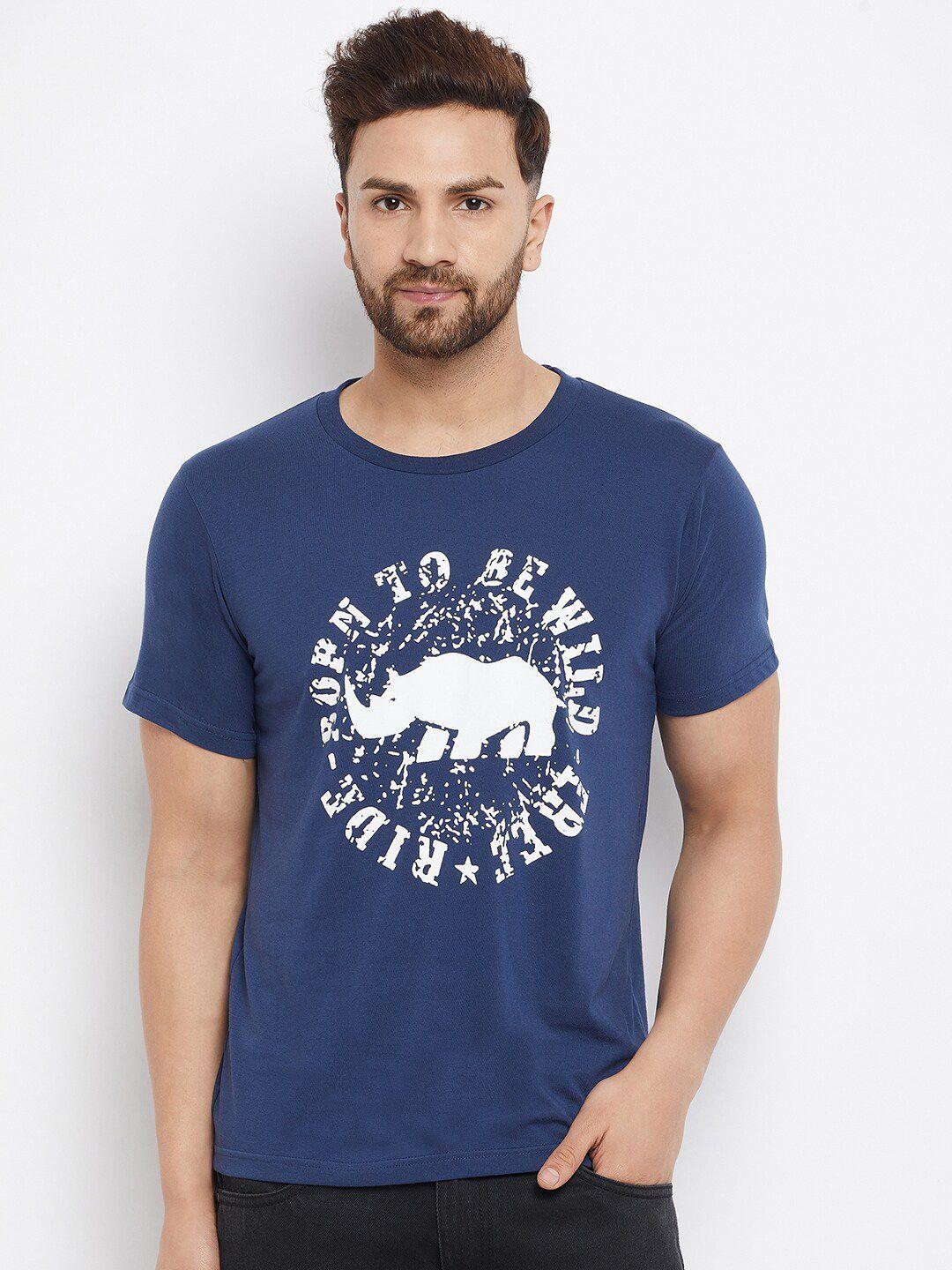 the million club men navy blue typography printed t-shirt