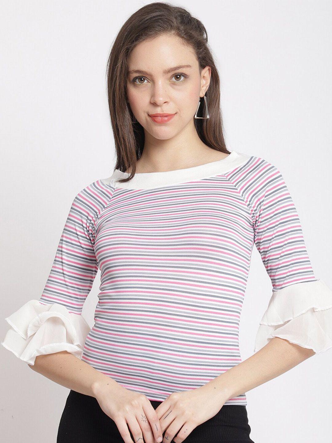 the mini needle pink striped bell sleeve top