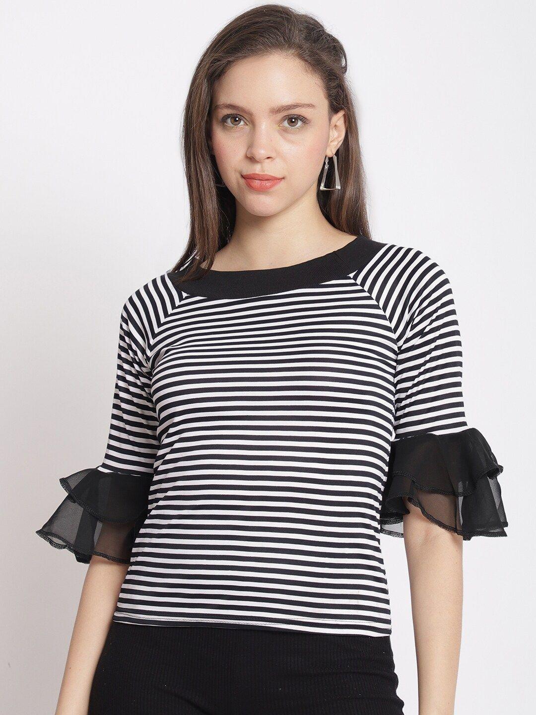 the mini needle white striped bell sleeve top