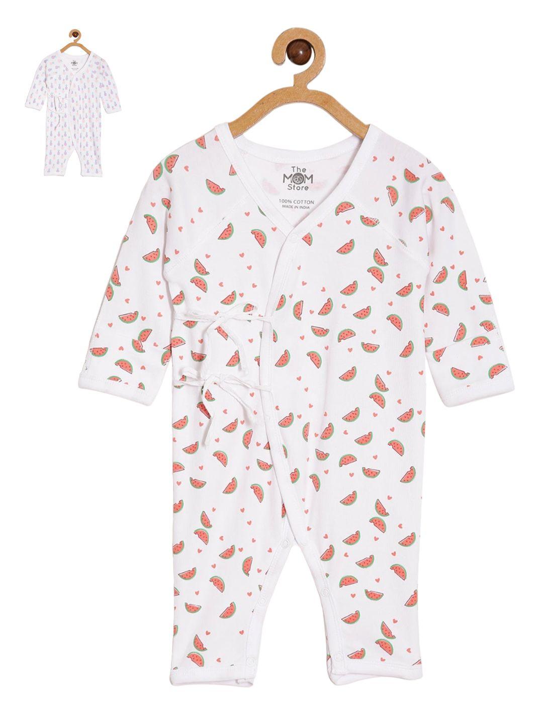 the mom store infants kids pack of 2 printed cotton rompers