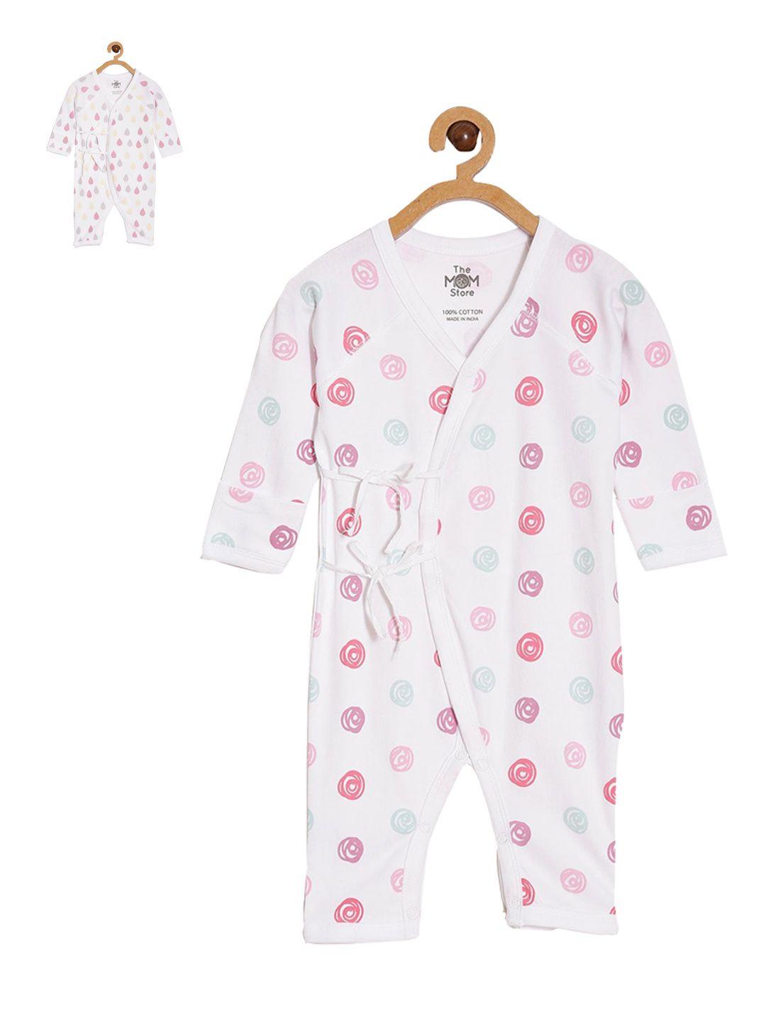 the mom store infants pack of 2 printed cotton rompers