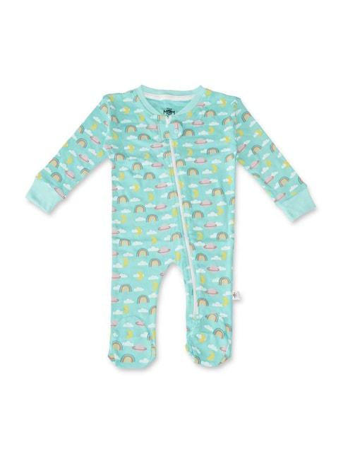 the mom store kids blue cotton printed full sleeves romper