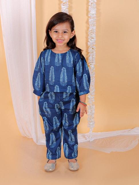 the mom store kids blue printed top with pants