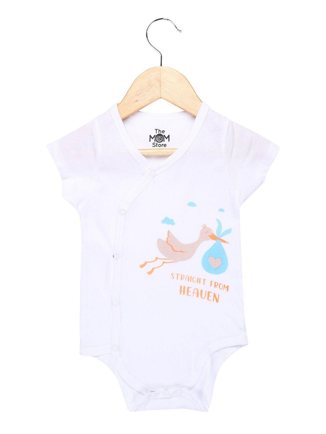 the mom store kids white & blue printed rompers