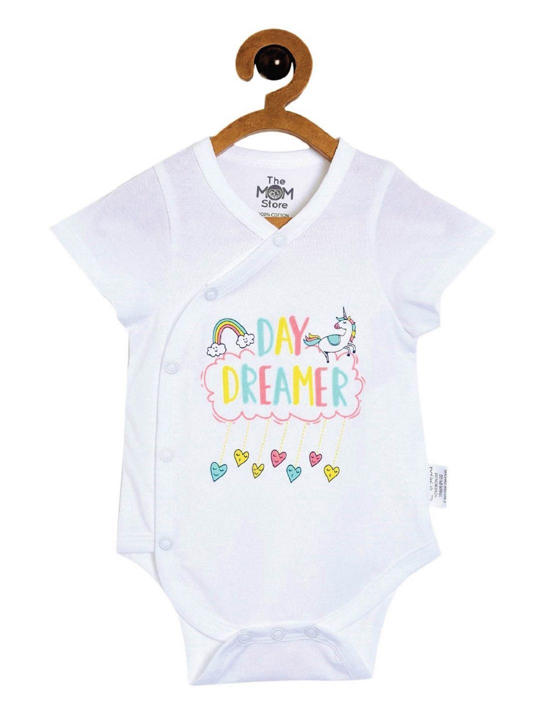 the mom store kids white day dreamer printed pure cotton rompers