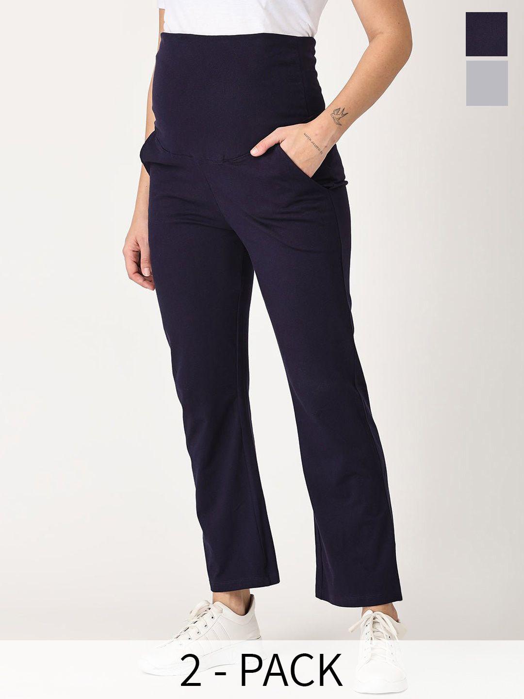 the mom store women pack of 2 mid-rise maternity straight lounge pants