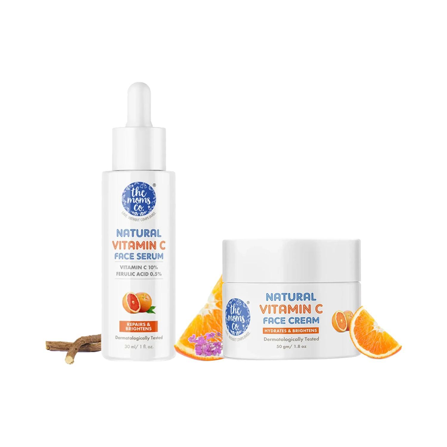 the moms co. natural vitamin c face cream (50g) & natural vitamin c face serum (30ml) combo