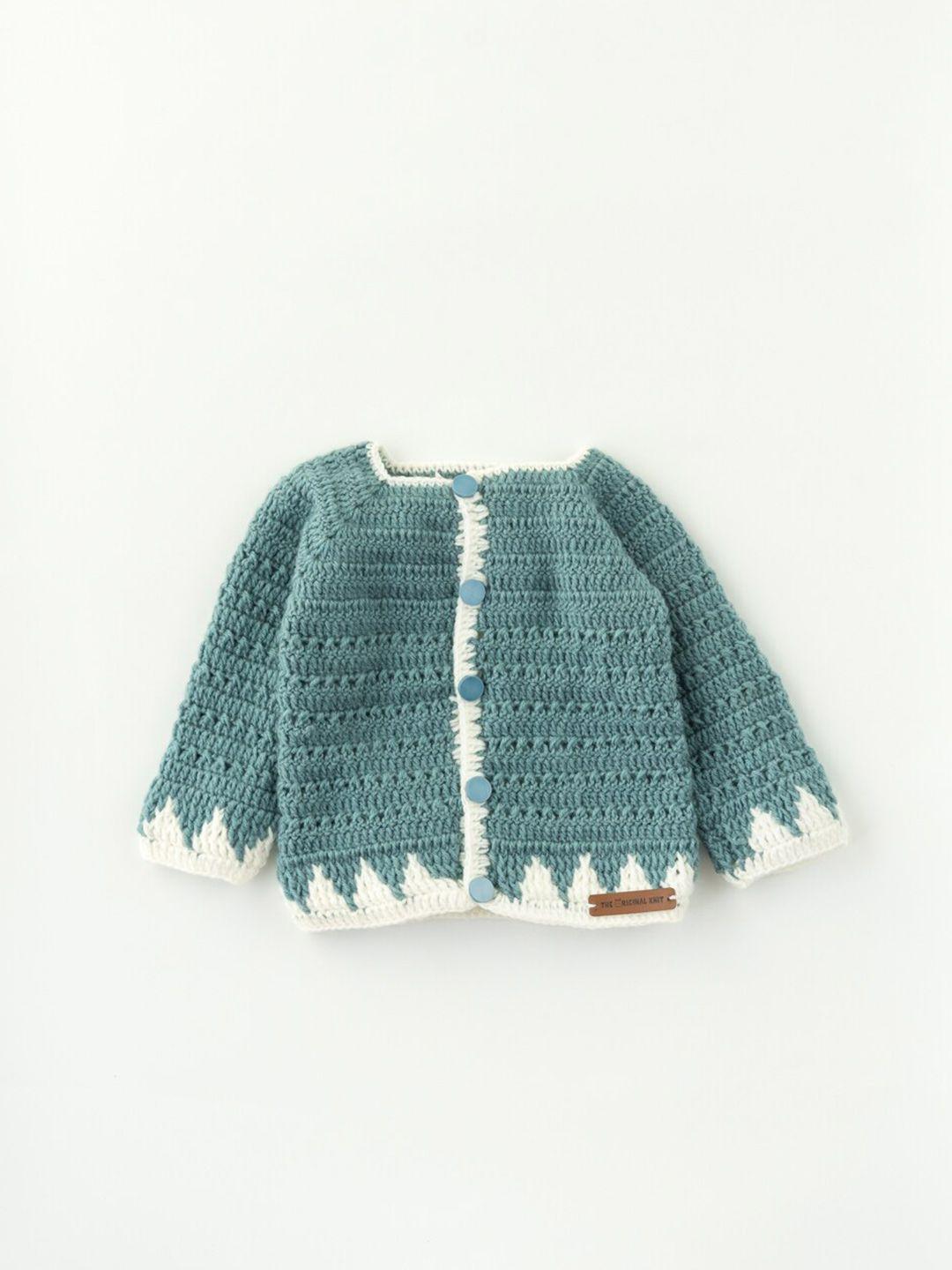 the original knit kids grey & white acrylic knitted cardigan