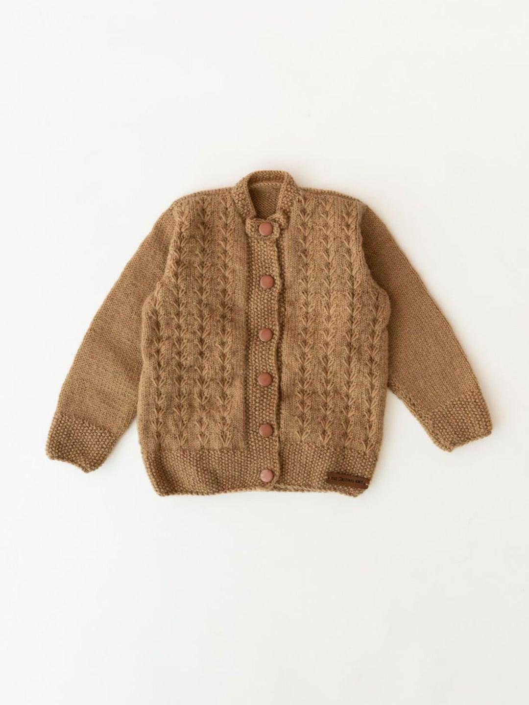 the original knit unisex kids beige cable knit cardigan