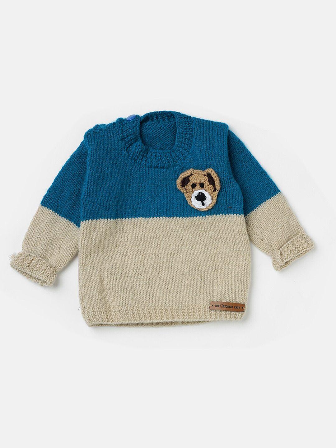 the original knit unisex kids blue & cream-coloured colourblocked pullover