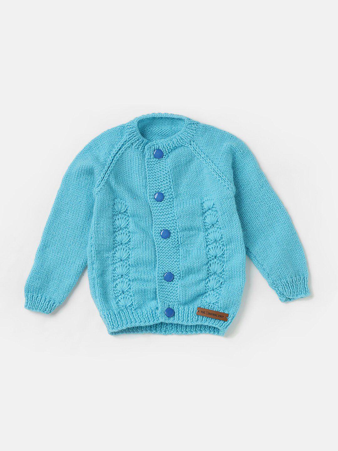 the original knit unisex kids blue cable knit cardigan