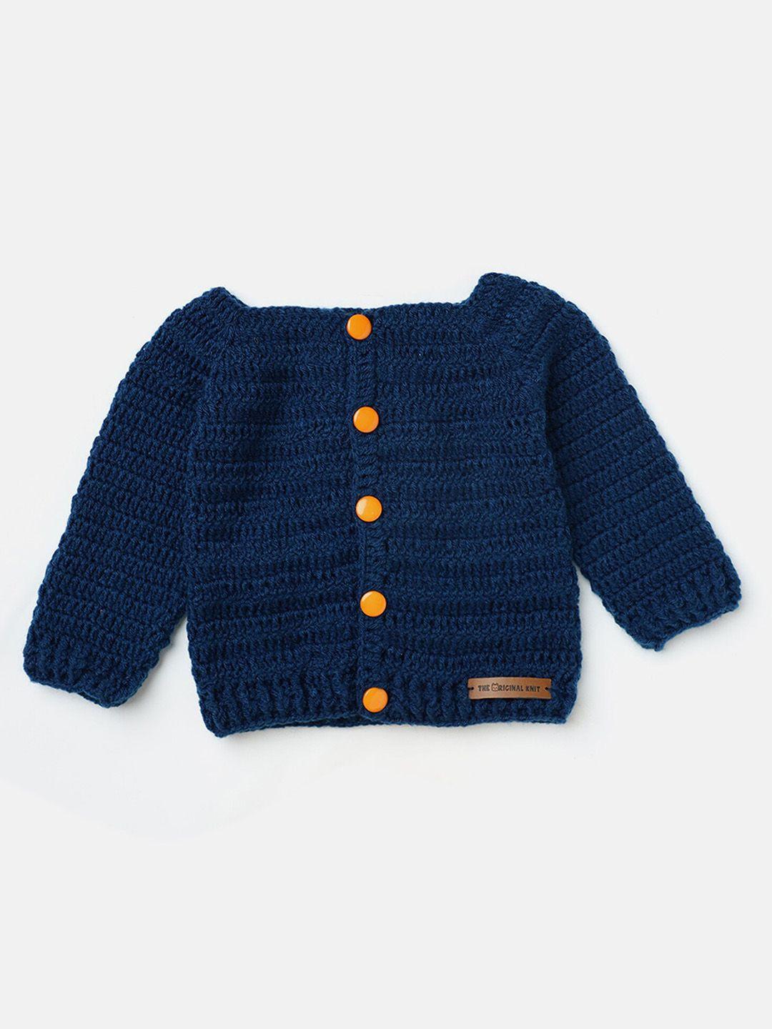 the original knit unisex kids navy blue cable knit cardigan