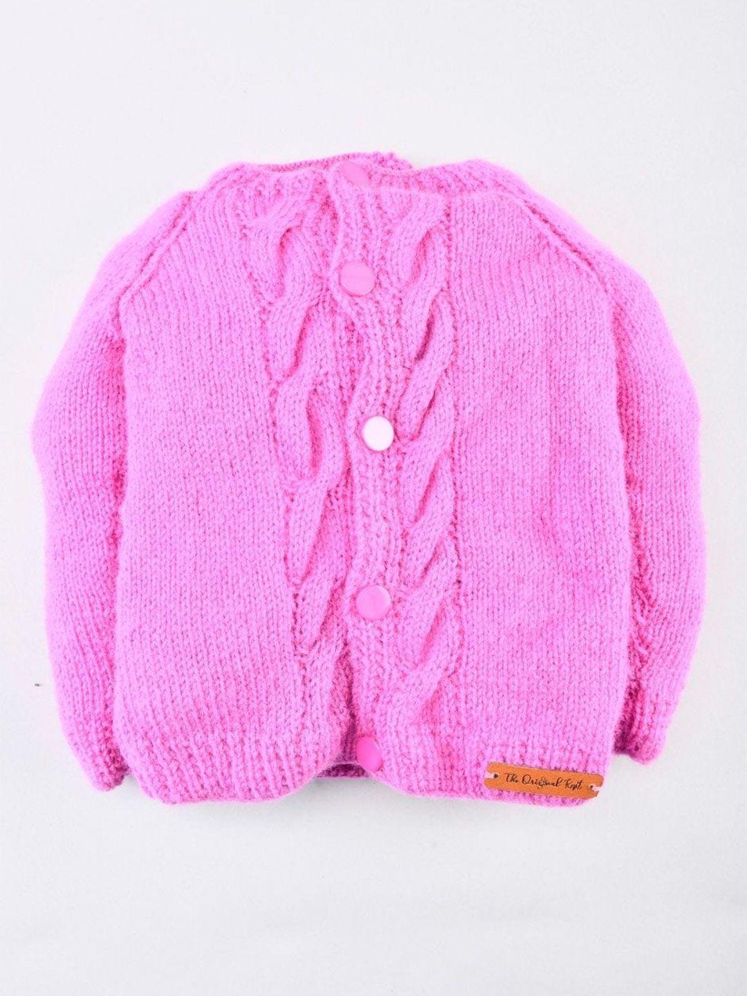 the original knit unisex kids purple cable knit cardigan