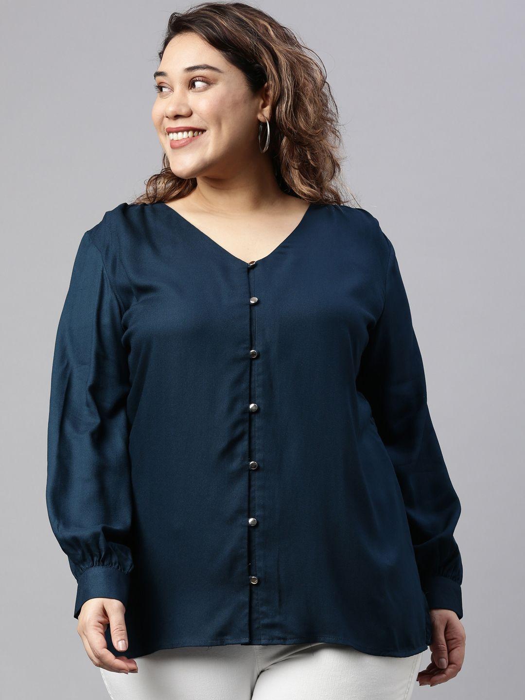 the pink moon teal crepe shirt style top