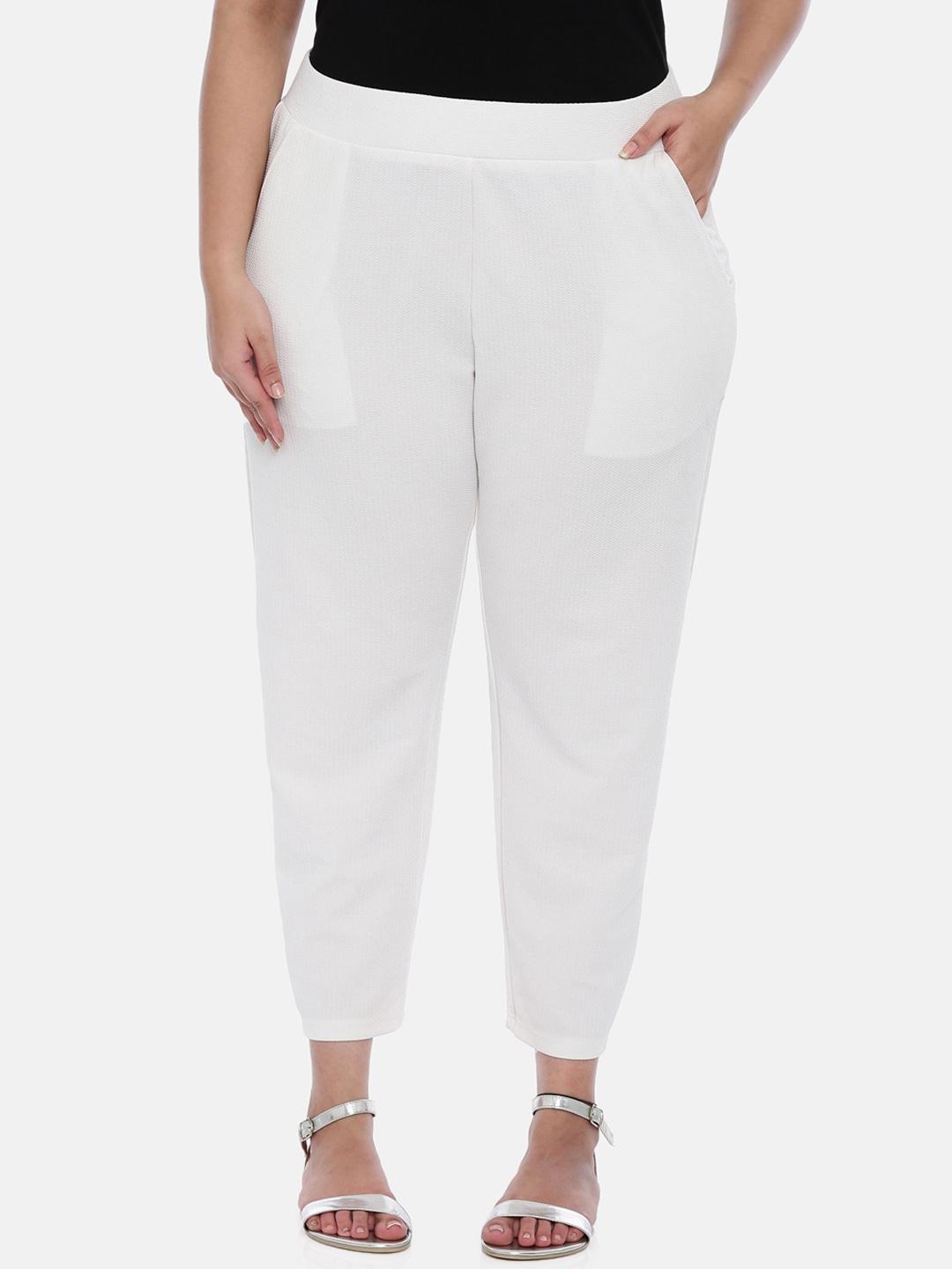 the pink moon women white relaxed straight leg high-rise joggers trousers
