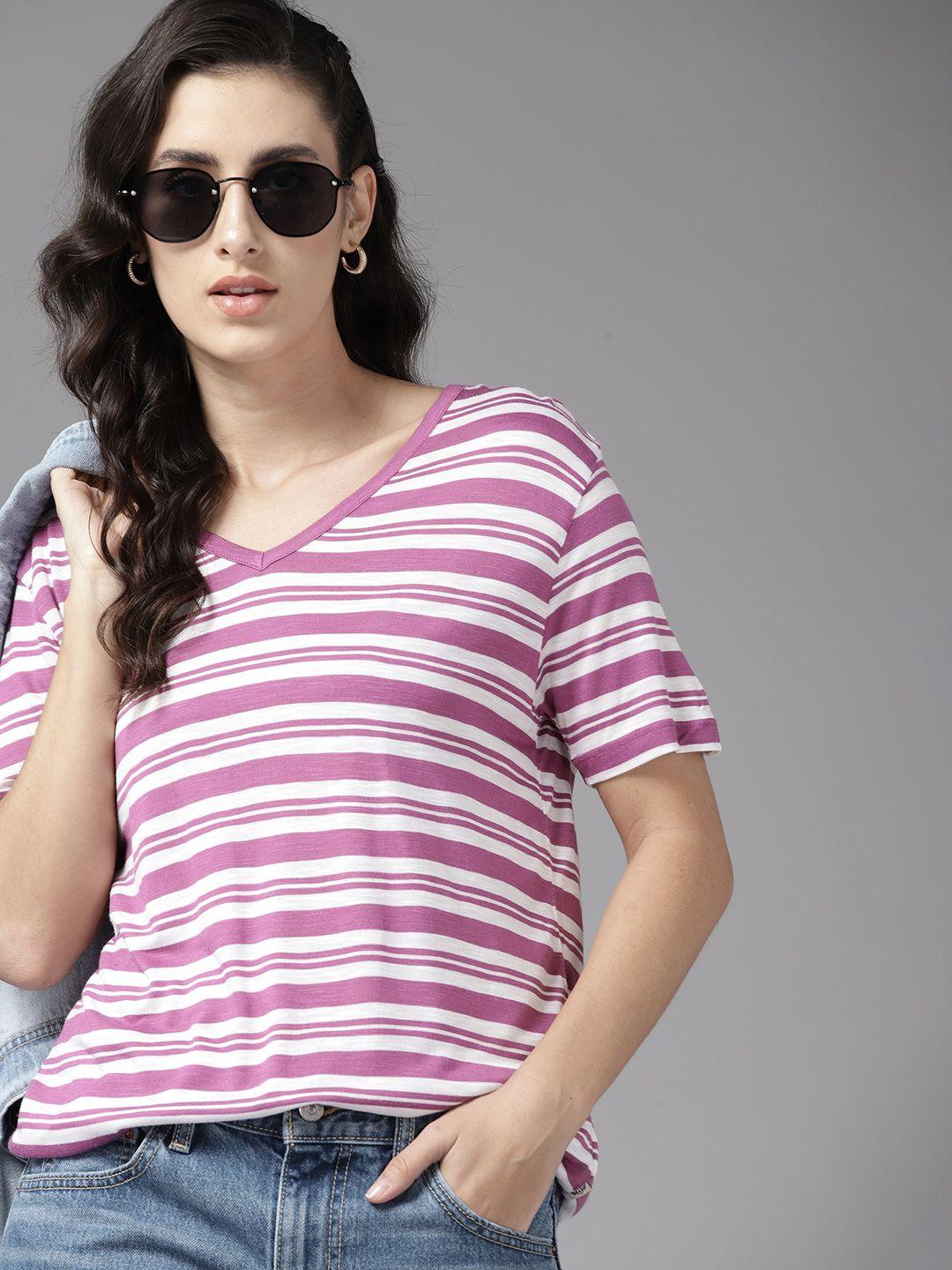 the roadster life co. striped v-neck t-shirt