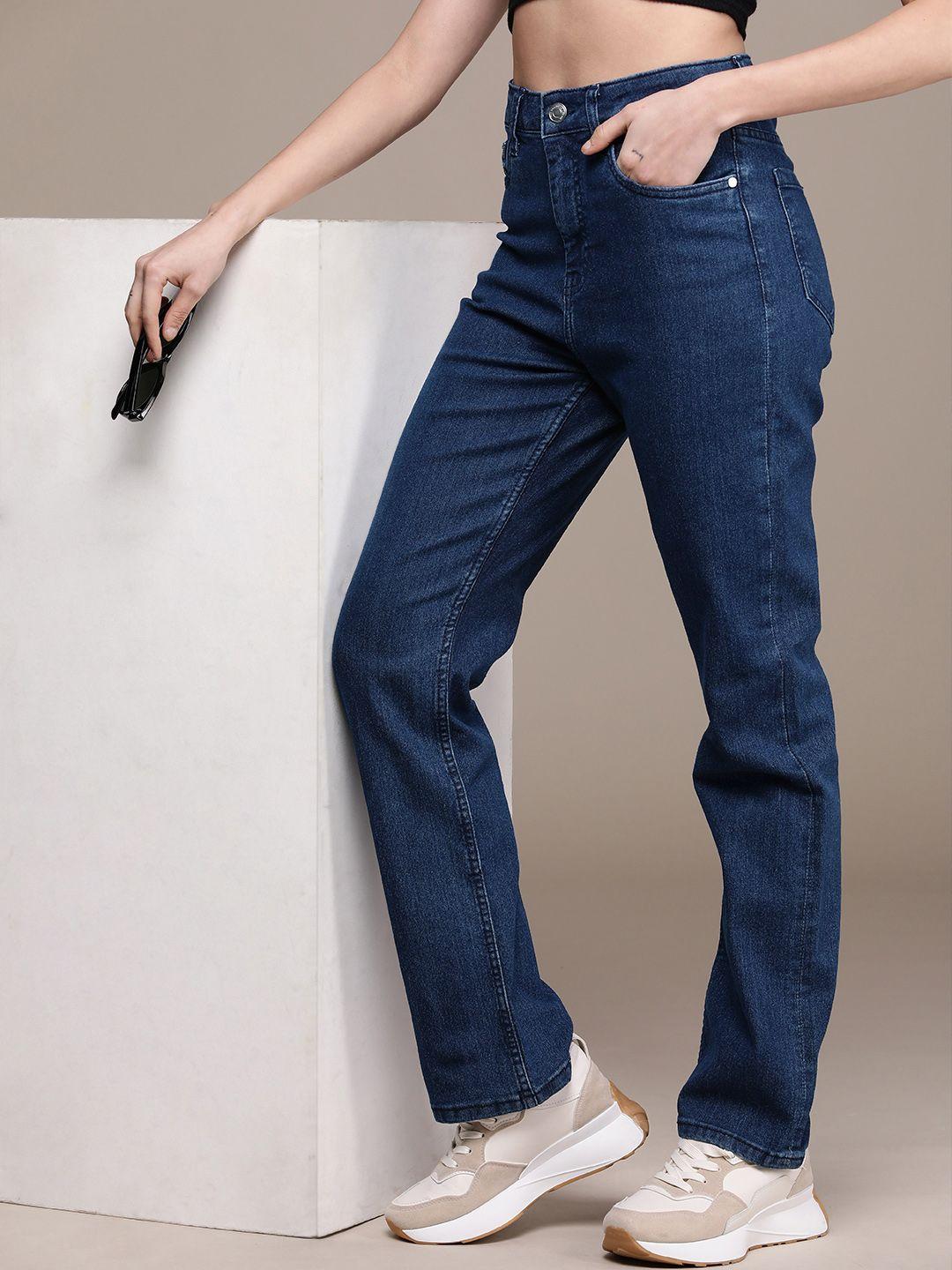 the roadster life co. women straight fit high-rise light fade stretchable jeans