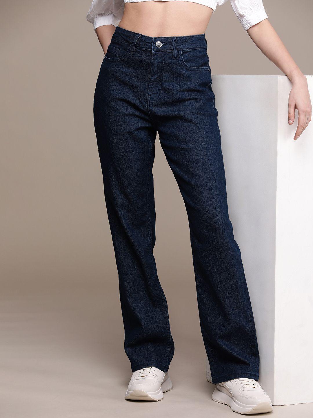 the roadster life co. women straight fit high-rise stretchable jeans