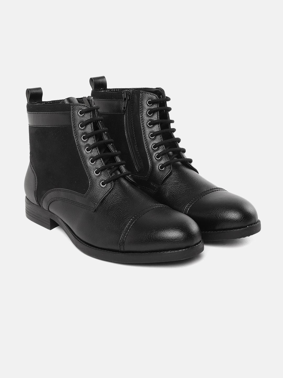 the roadster lifestyle co men black solid mid top flat boots