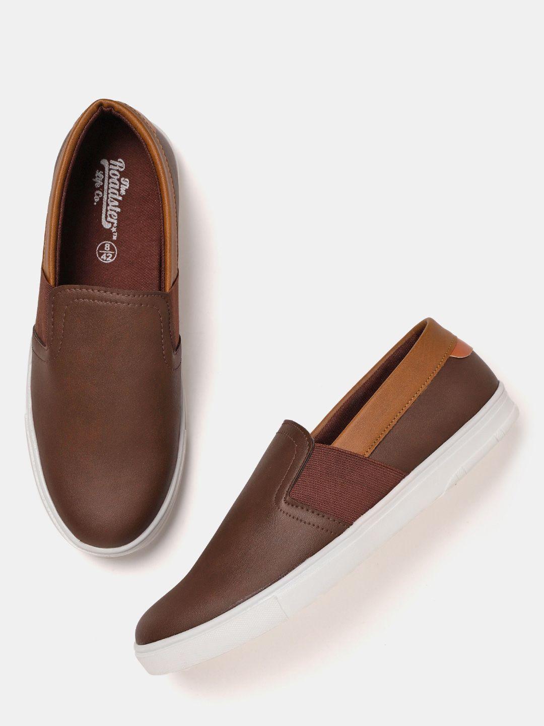 the roadster lifestyle co men brown slip-on sneakers