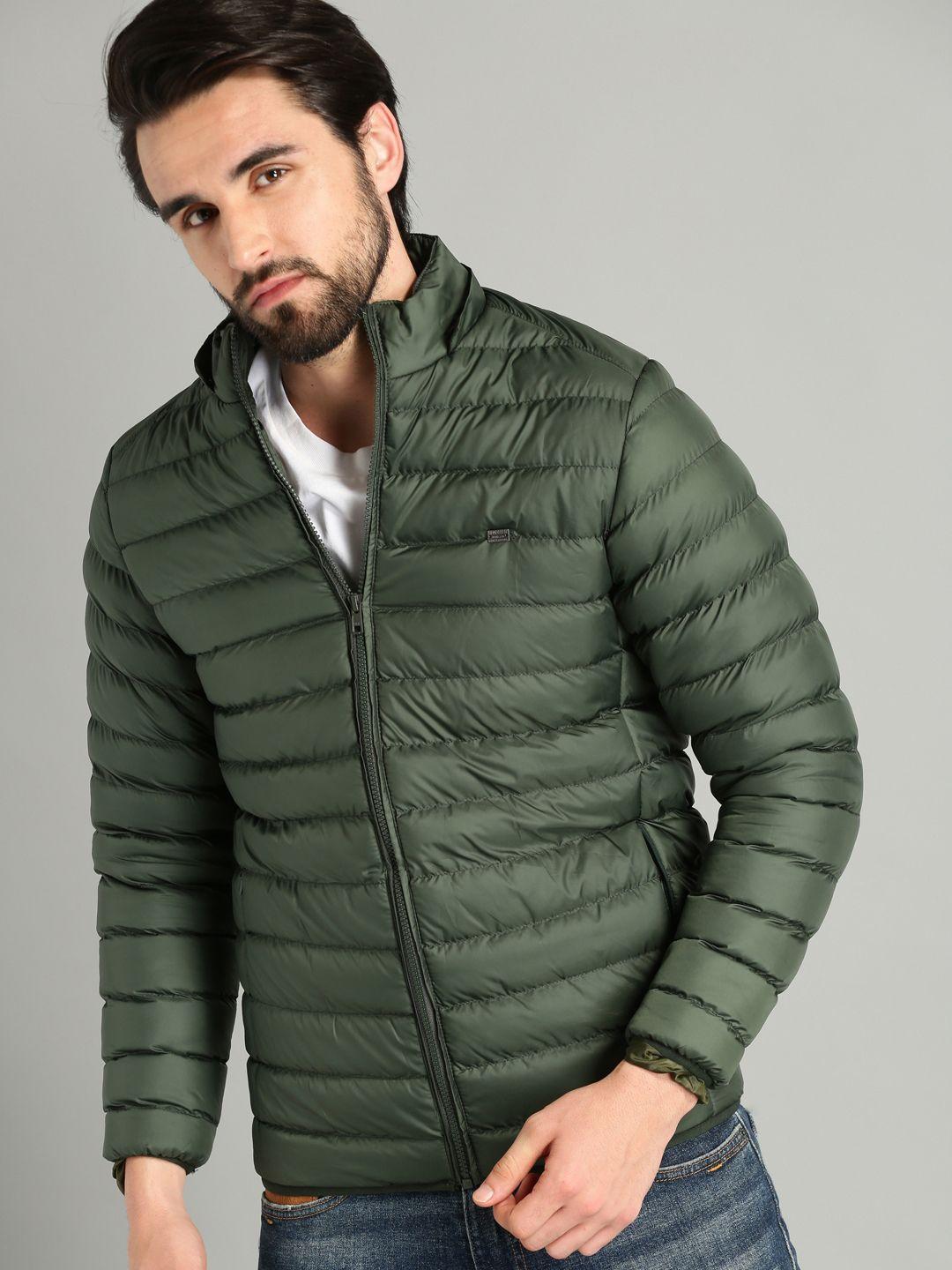 the roadster lifestyle co men green solid puffer jacket