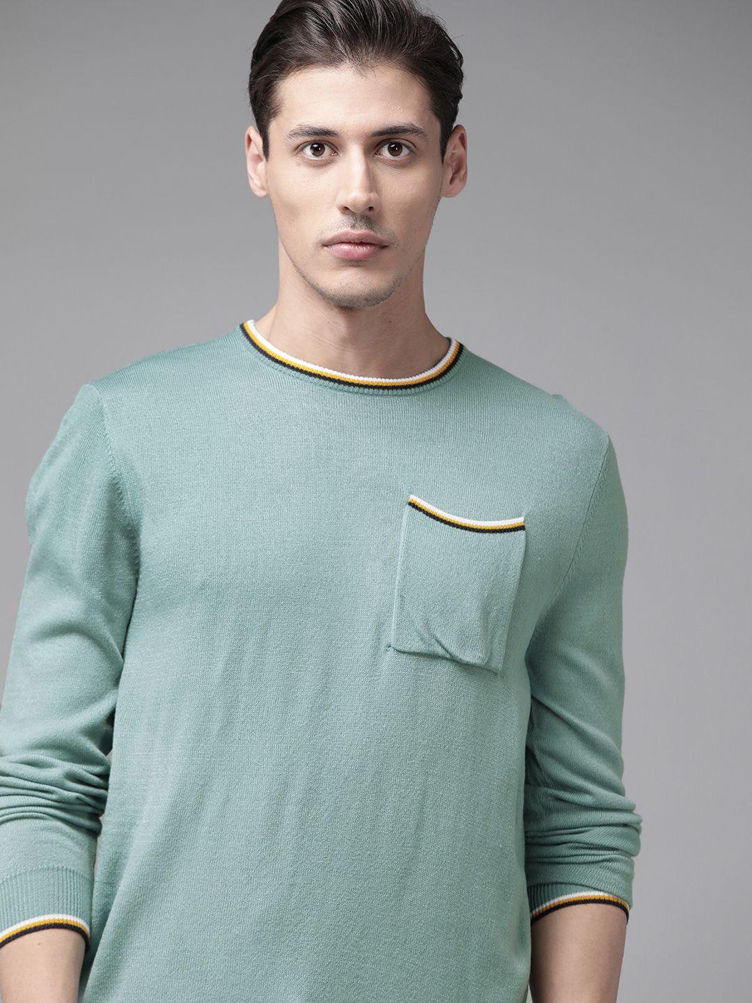 the roadster lifestyle co men green solid pullover
