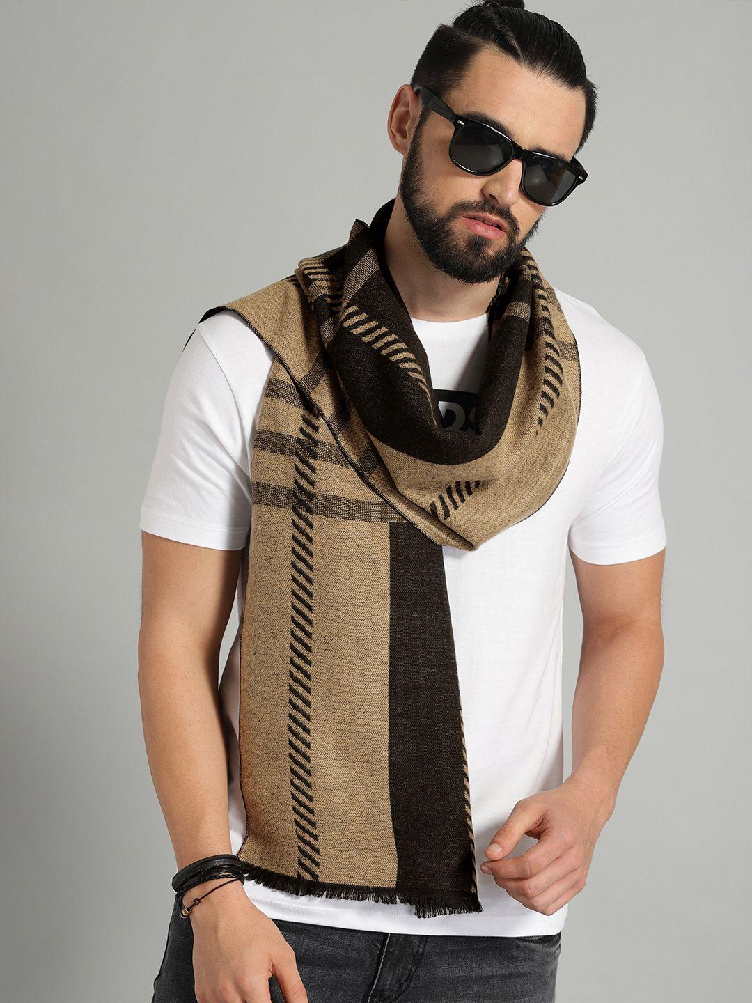 the roadster lifestyle co unisex khaki & black striped scarf