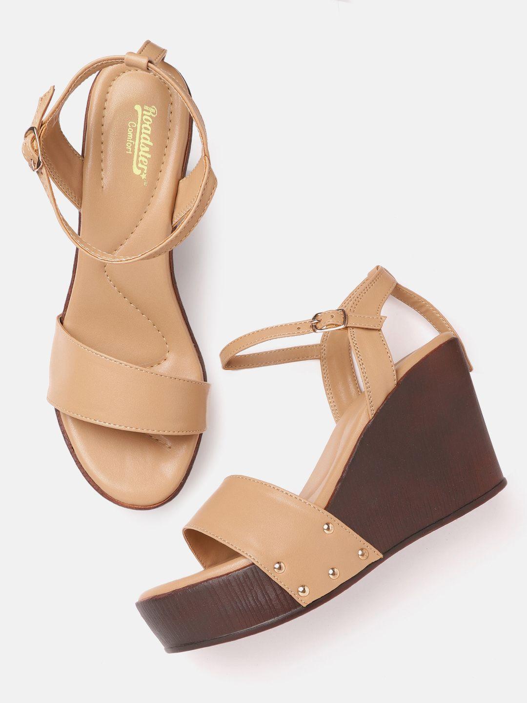 the roadster lifestyle co women beige solid wedges