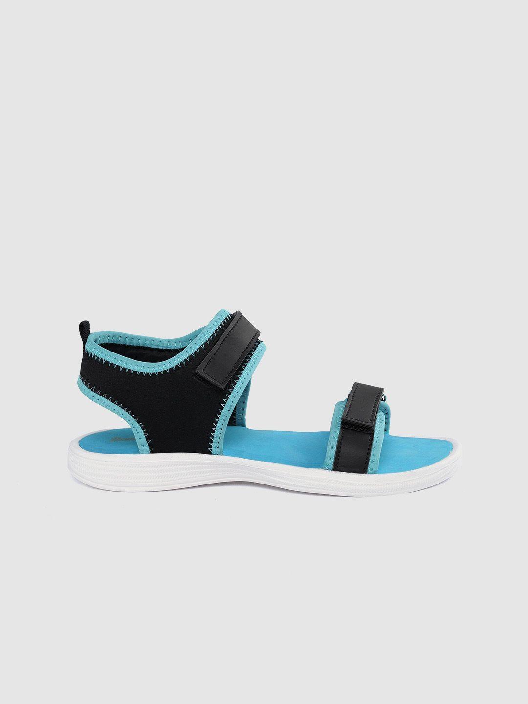 the roadster lifestyle co women black & blue solid sports sandals