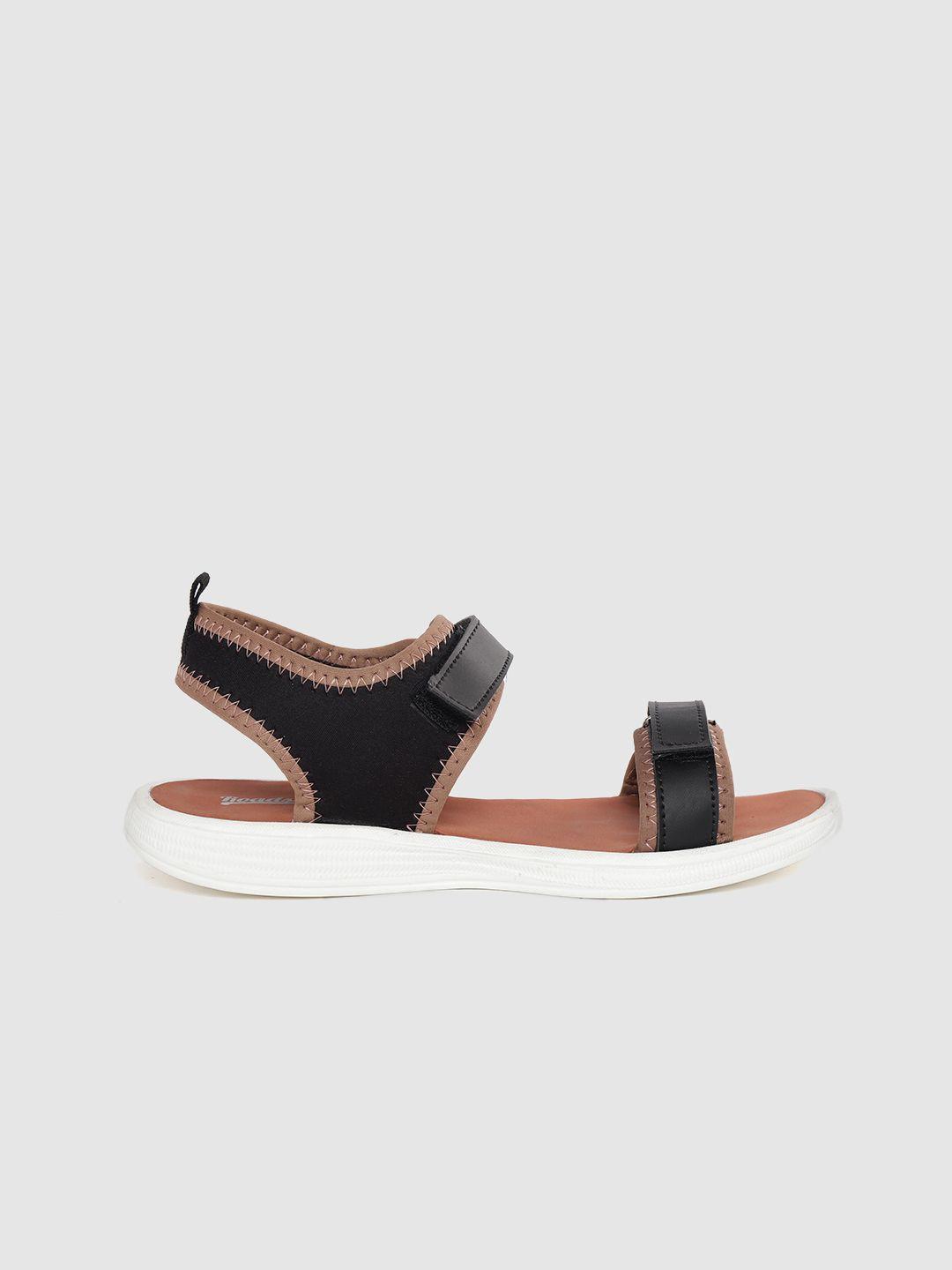 the roadster lifestyle co women black & brown sports sandals
