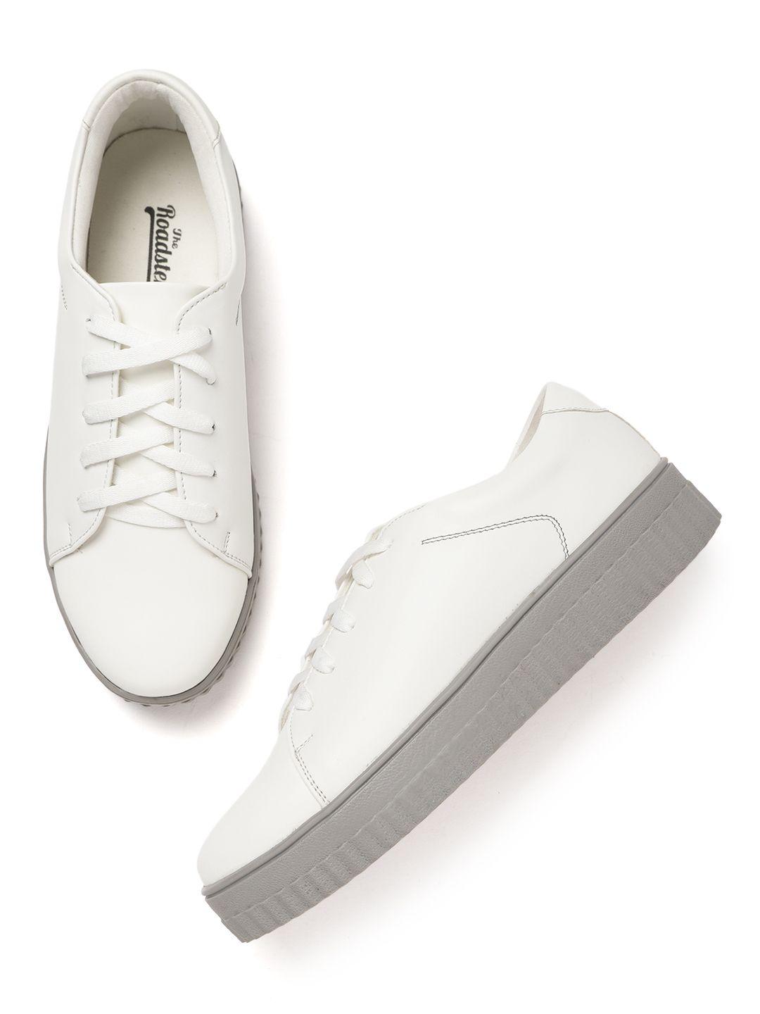 the roadster lifestyle co women white solid sneakers