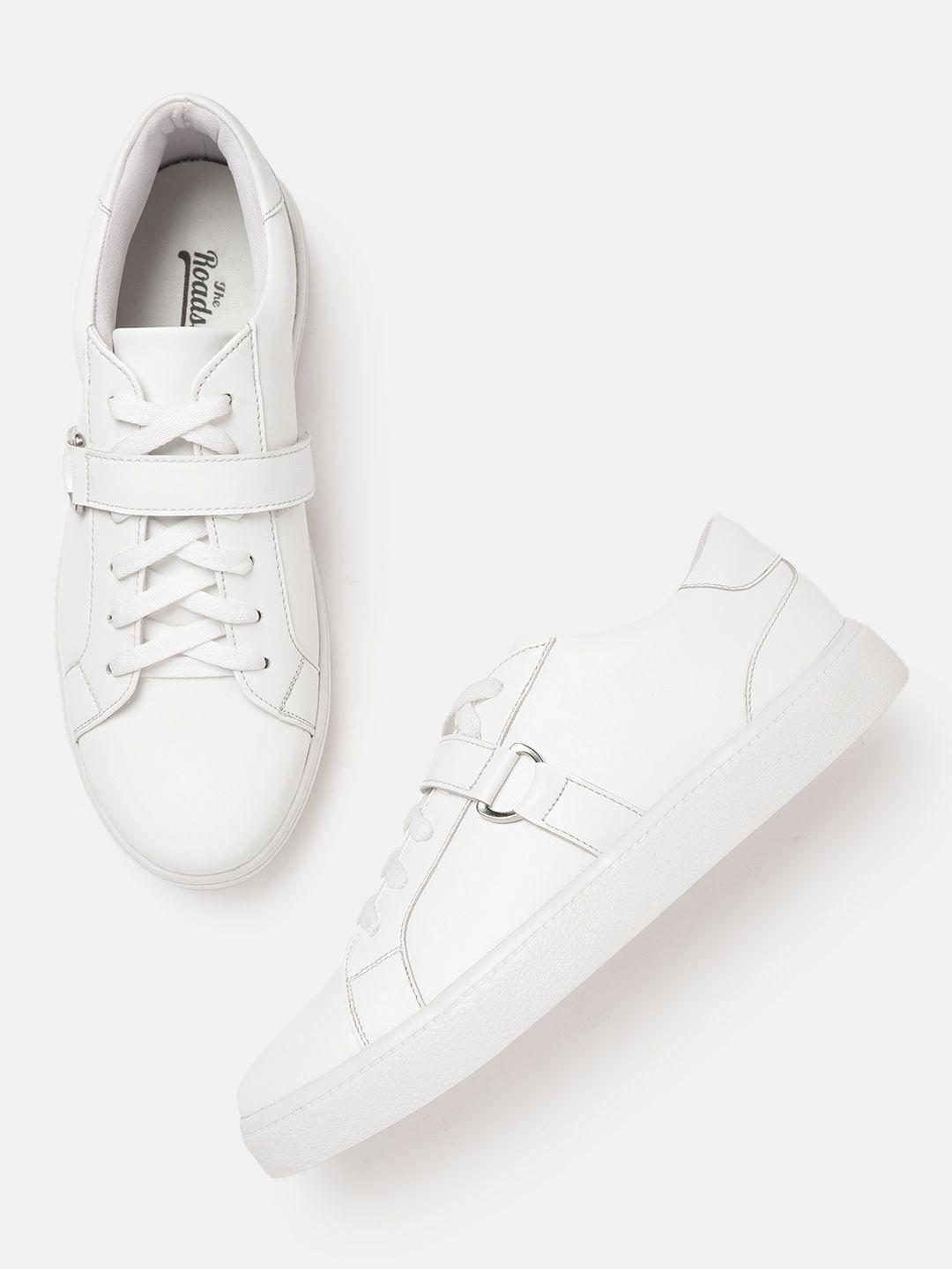 the roadster lifestyle co women white solid sneakers