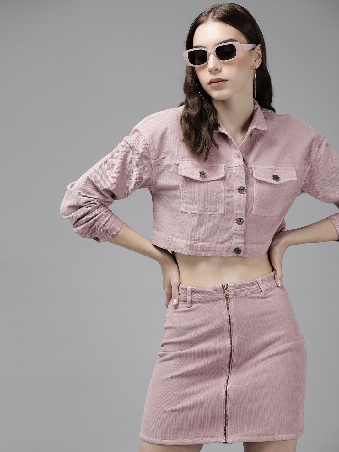 the roadster lifestyle co.  corduroy cropped shirt with skirt