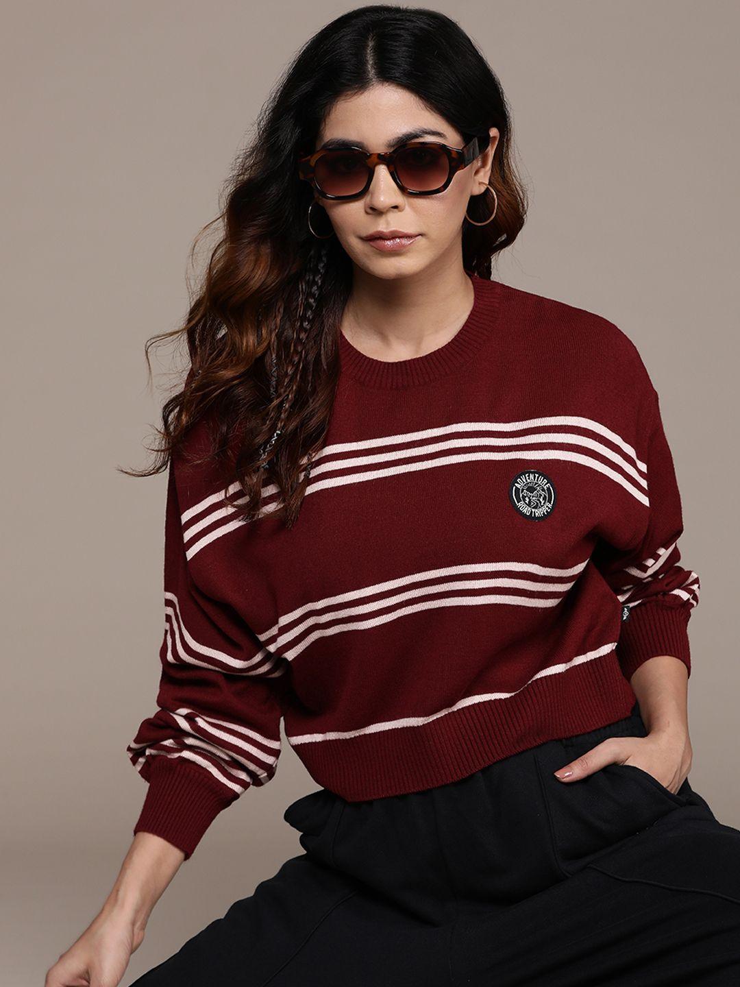the roadster lifestyle co. drop-shoulder sleeves striped pullover