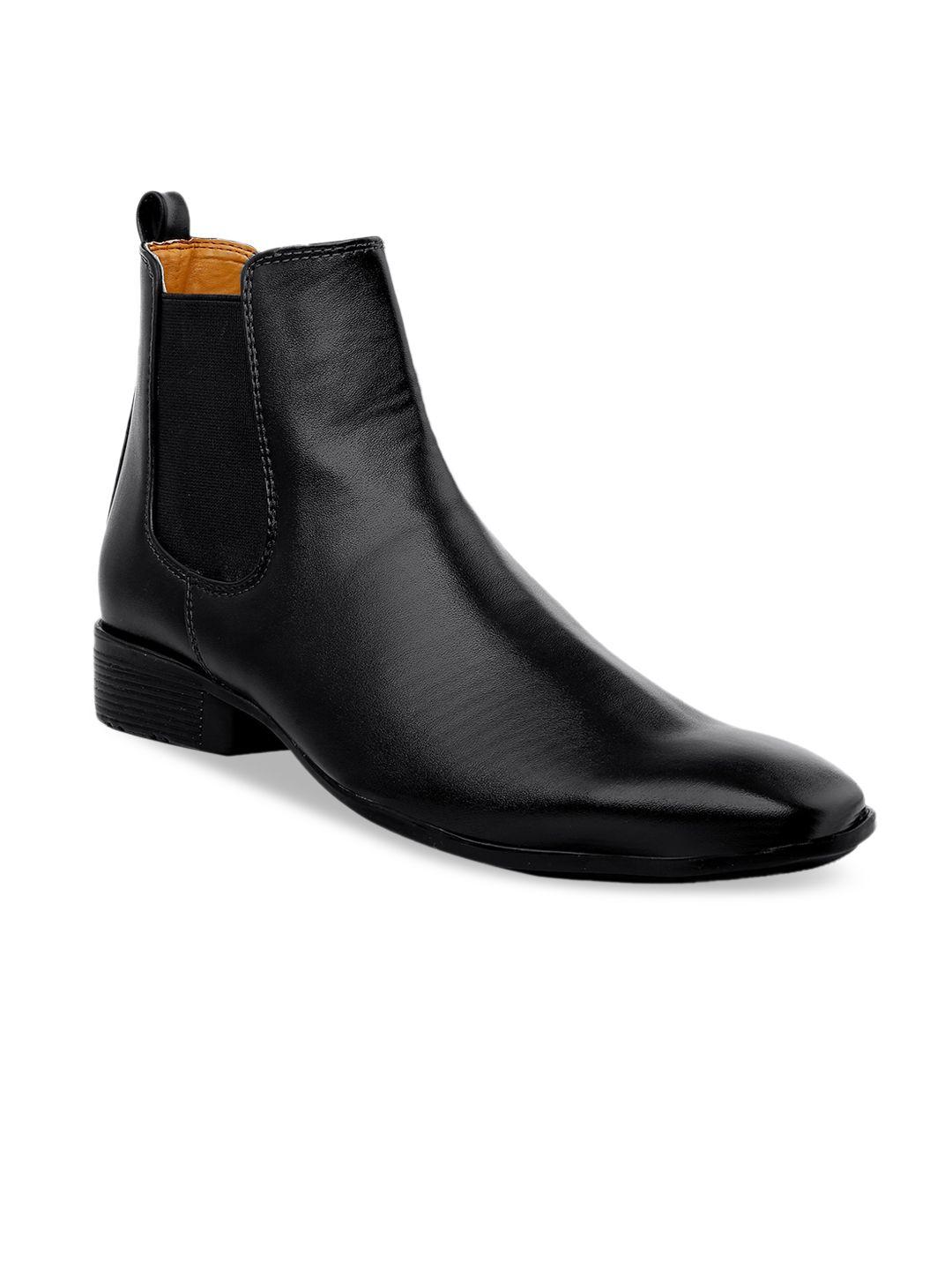 the roadster lifestyle co. men black square toe mid top chelsea boots
