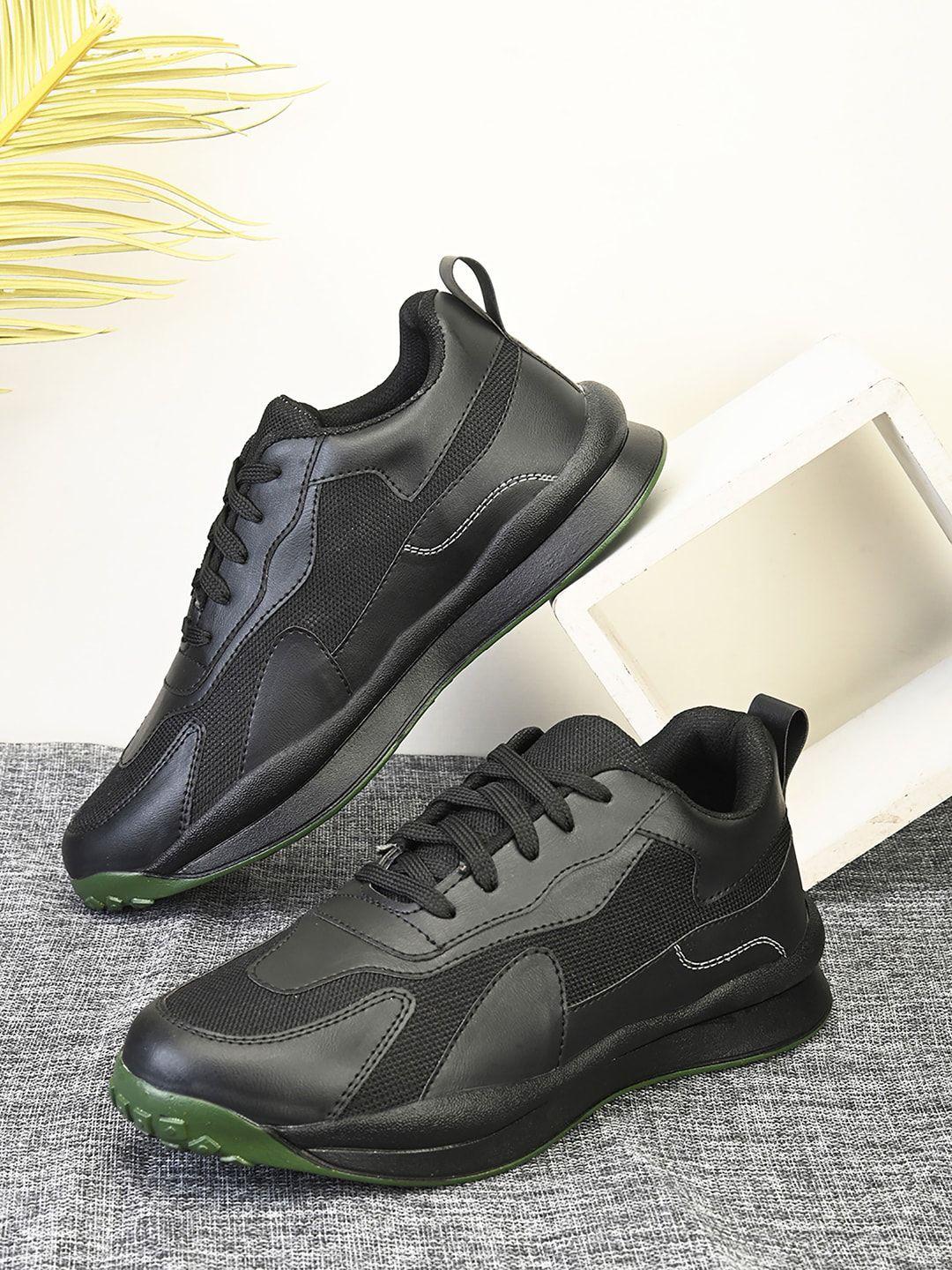 the roadster lifestyle co. men black textured lightweight sneakers