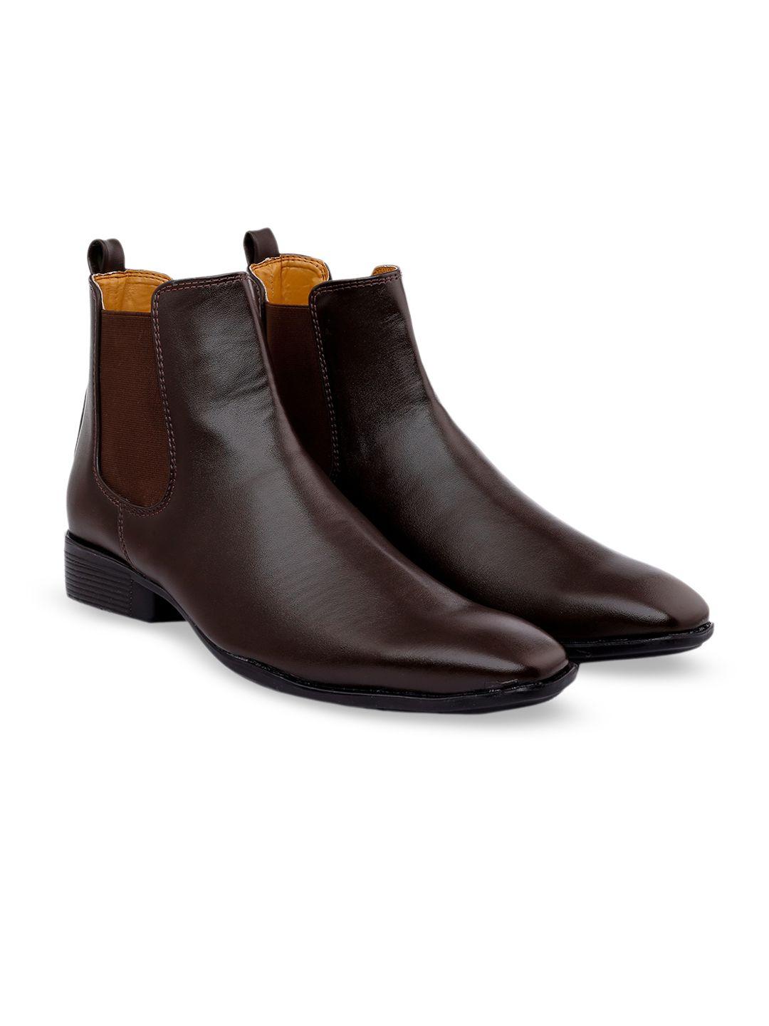 the roadster lifestyle co. men brown square toe mid top chelsea boots