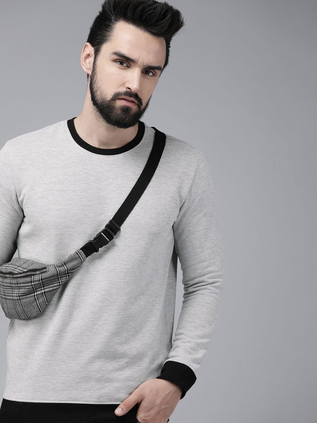 the roadster lifestyle co. men grey melange solid sweatshirt