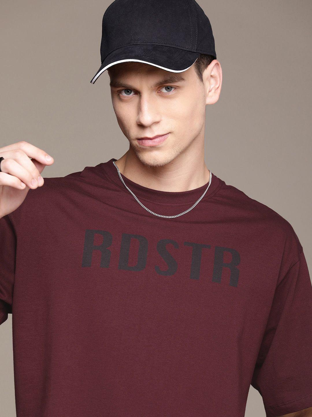 the roadster lifestyle co. oversized fit men brand logo printed pure cotton t-shirt