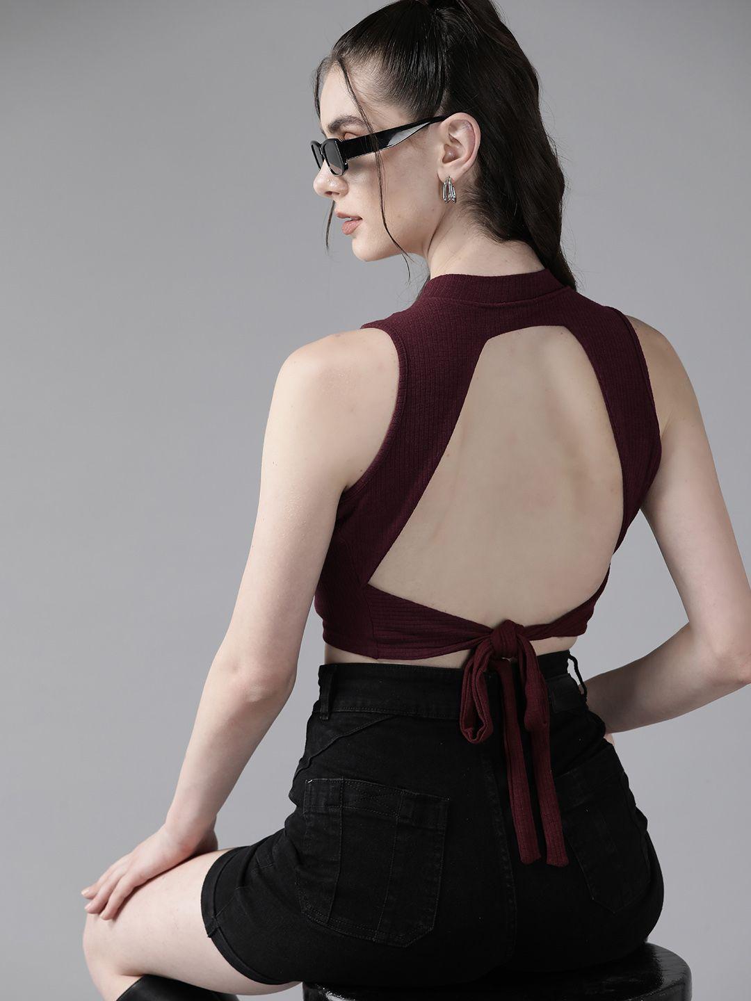 the roadster lifestyle co. ribbed open back crop top