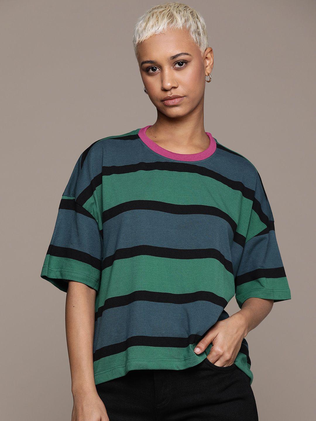 the roadster lifestyle co. striped pure cotton oversized t-shirt