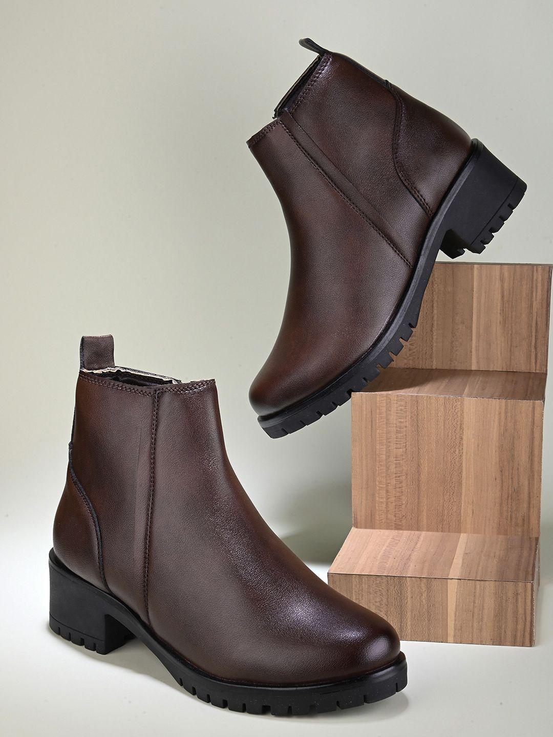 the roadster lifestyle co. women brown mid top block-heel regular boots