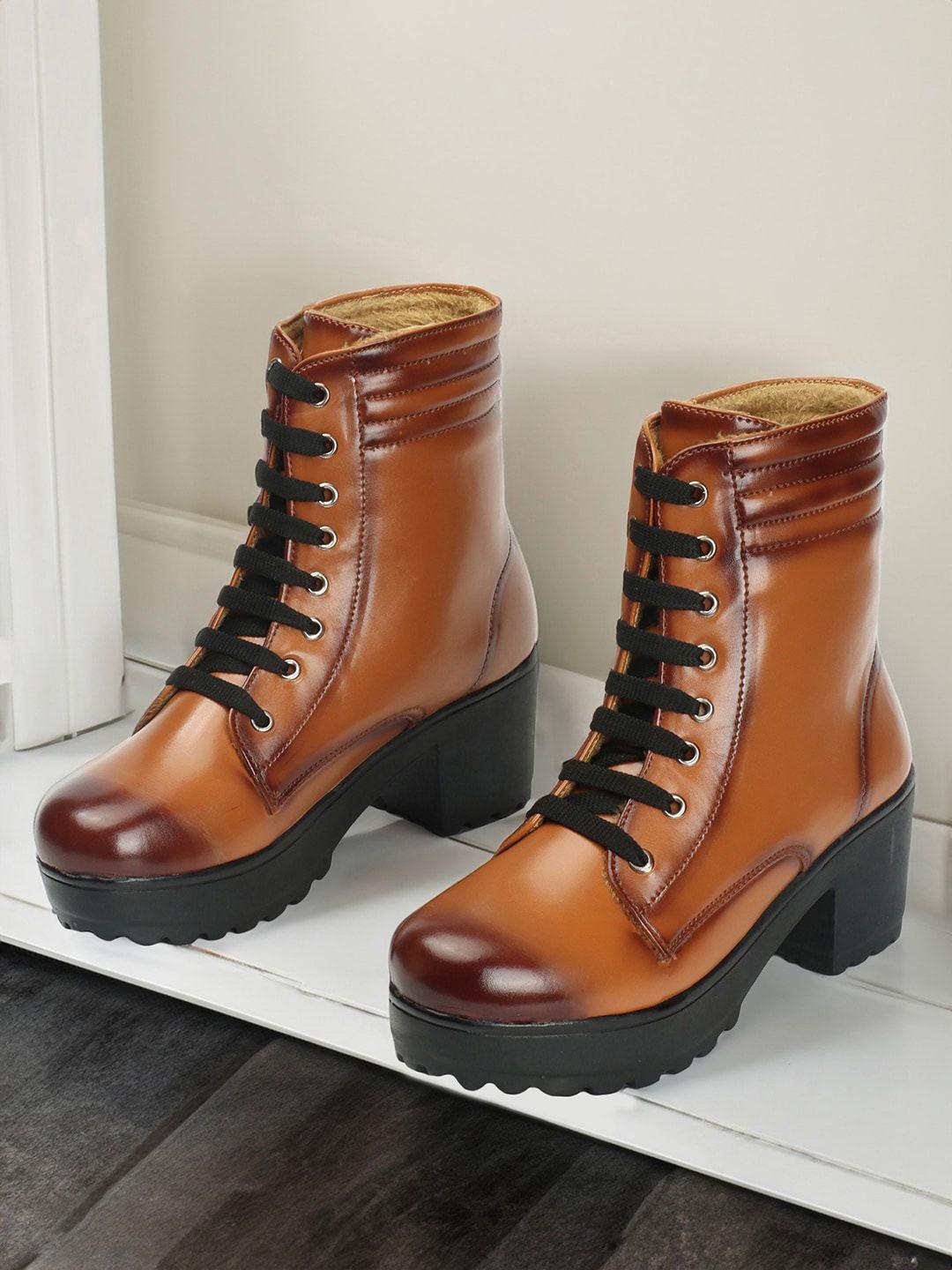 the roadster lifestyle co. women heeled mid-top chunky boots